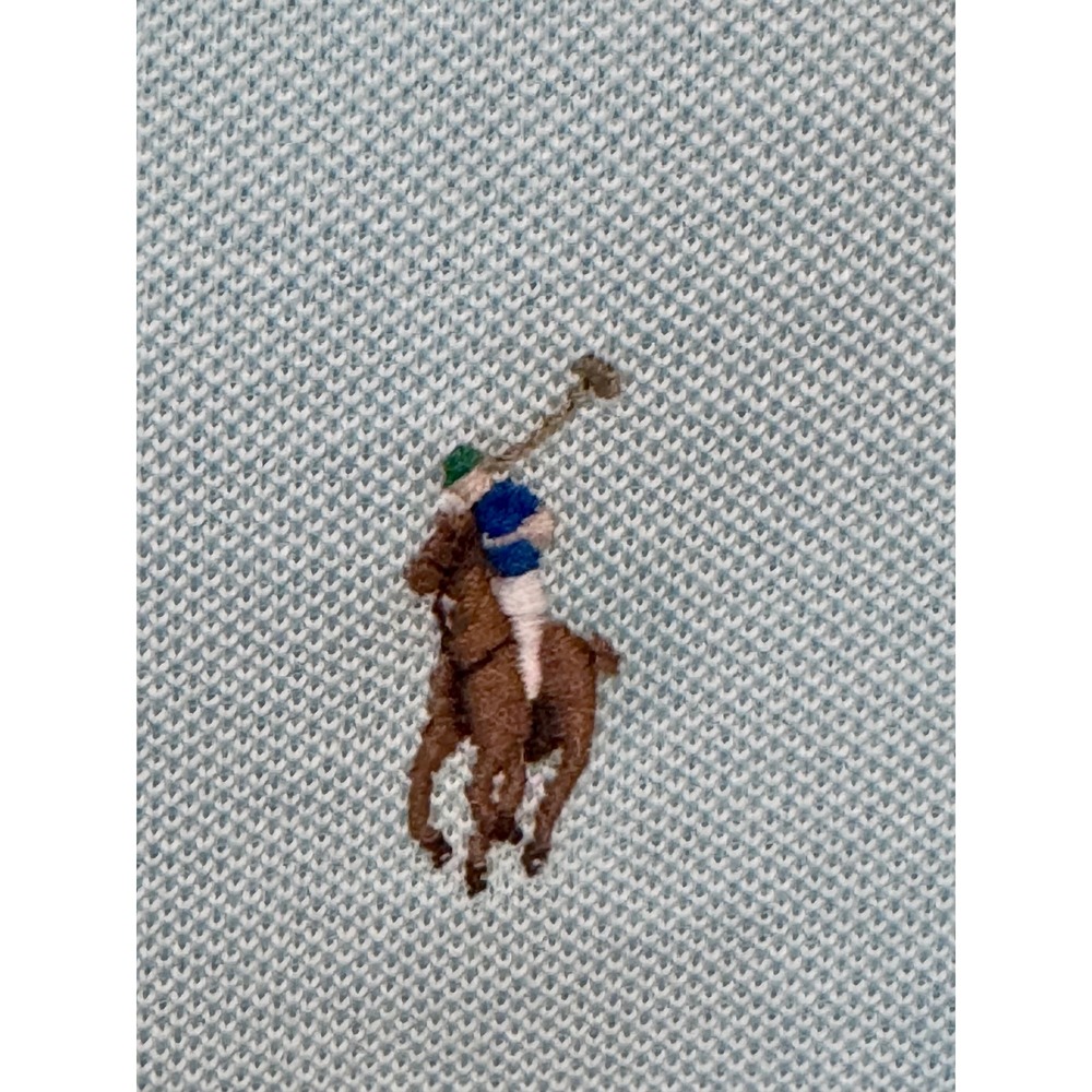 Ralph Lauren Knit Oxford Shirt Mens M Slim Light Blue Pony 100% Cotton 18x26 - Picture 4 of 13